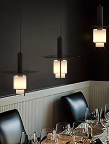  Lámpara colgante LED dorada y negra, lámpara colgante sencilla para cafetería, restaurante, bar, lámpara colgante de arte metalacrílico, linterna, luz de techo de hormigón, 110-240v