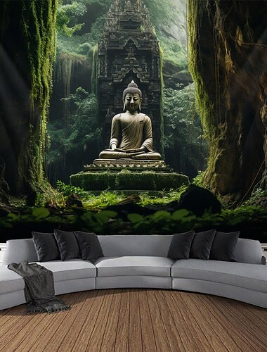  Boeddha landschap boho hangend tapijt kunst aan de muur groot tapijt muurschildering decor foto achtergrond deken gordijn thuis slaapkamer woonkamer decoratie