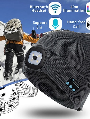  Bluetooth шапка с фонарем микрофонам перезаряжаемая наушники подарок для мужчин женщин пап подростков