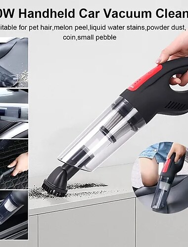  Aspirador de mano para coche de 120w, portátil, inalámbrico, húmedo y seco, mini 4500pa, recargable, supersucción, autos, interior del vehículo, limpieza de polvo, suministros de limpieza,