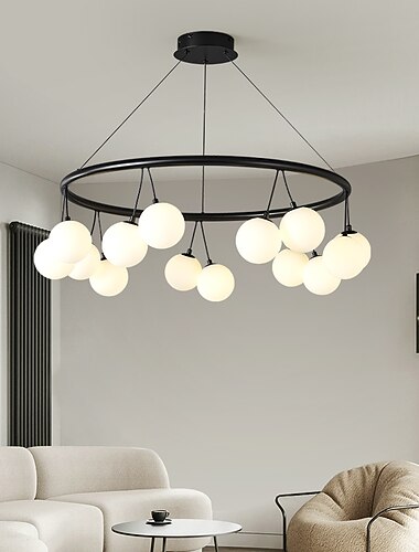  kroonluchter globle design60/80cm zwarte vrachtwagenwiel hanglamp rond keukeneiland lamp voor eetkamer keuken slaapkamer woonkamer foyer hal warm wit110-240v