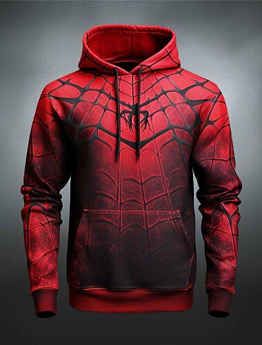  Men's Graphic Spiders Hoodie Hoodies Sweatshirt Hoodie Long Sleeve Hooded Sweatshirt Hooded Fashion 3D Print Sports Outdoor Holiday Vacation Black Red Print Front Pocket Spring &  Fall Designer