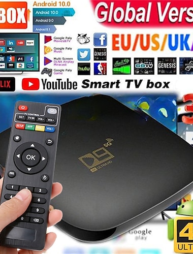  New Smart TV Box Android 10.0 D9 HD 4K Quad Core Media Player Video 2.4G 5GHz Wifi Smart TV Box Set Top Box