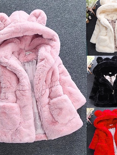  Kinderen Voor meisjes Winterjas Effen Kleur Actief School jas bovenkleding 2-8 jaar Herfst Zwart Wit Blozend Roze