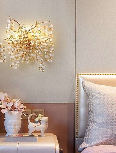  LED-Wandleuchte, heller Zweig, Kristall, 25/40 cm, minimalistische Wandleuchte, Beleuchtungskörper, Innenbeleuchtung für Wohnzimmer, Schlafzimmer, 110–240 V