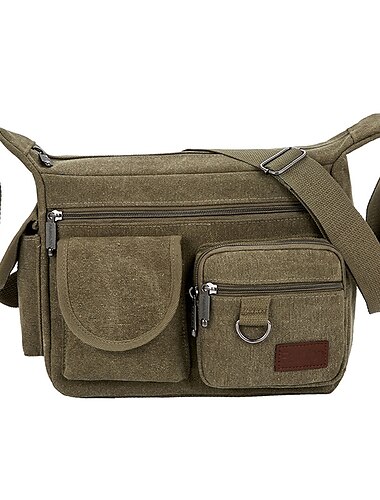  Men's Crossbody Bag Shoulder Bag Hobo Bag Canvas Outdoor Daily Holiday Zipper Large Capacity Foldable Lightweight Solid Color Large black Large green Large blue