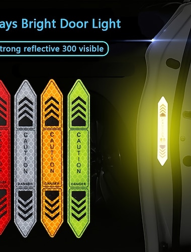  4 stuks autodeur waarschuwingsstickers nachtzicht reflecterende tape deurstickers decoratieve stickers carrosserie reflecterende strip auto-accessoires