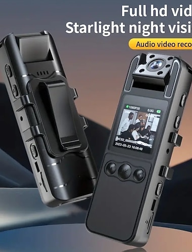  1080p ultraheldere camera, geen wifi-functie, mini-clip-on camera aan de achterkant, recorder kan de lens omdraaien, kleine beveiligingscamera, draagbare camera, 1,3 inch kleurenscherm, zijopname,