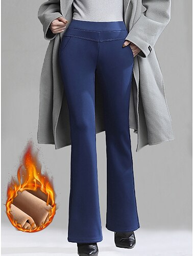  damskie polarowe spodnie flanelowe spodnie rozkloszowane legginsy pełna długość moda streetwear street codziennego użytku czarny błękit królewski s m zima