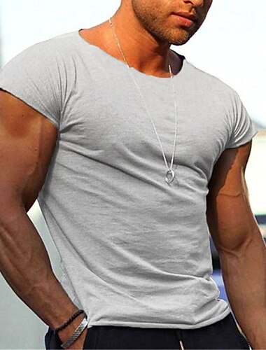  Hombre Camiseta Camisa musculosa Manga Corta Cuello Barco Verano Plano Moda Clásico Cómodo Calle Casual Deportes Negro Gris Camiseta superior para hombre