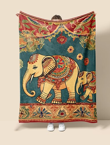  Manta de tiro súper suave con elefante vintage, mantas de franela novedosas, manta grande estampada en 3d cálida para regalos de todas las estaciones