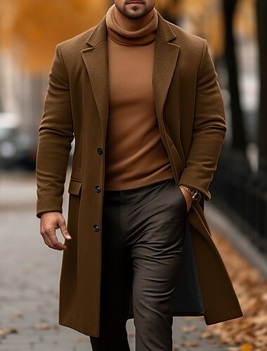  Herren Wintermantel Mantel Trenchcoat Outdoor Freizeitskleidung Herbst Winter Polyester warm halten Oberbekleidung Bekleidung Modisch Strassenmode Glatt Tasche Umlegekragen Einreihiger Verschluss