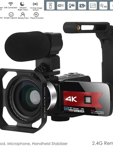  4k 56.0mp 60fps live stream videokamera optager vlog digitalt videokamera webcam wi-fi ultra hd digitalkamera til youtube live-udsendelse med 16x digital zoom og nattesyn touchskærm med
