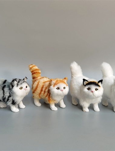  מדומה חתול מדומה חתול אפור קישוטי חתול קטן פרח חתול אמנות צעצועים קישוטי חלונות חתול פרסי (צבע תלמיד אקראי של חתול)