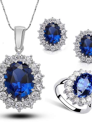  Bruidssieradensets 1 set Legering 1 Ketting 1 Ring Oorbellen Dames Modieus Stijlvol Artistiek meetkundig Laten vallen Kostbaar Sieraden set Voor Bruiloft Bruiloft gast Speciale gelegenheden 