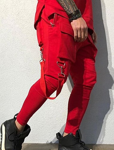  Bărbați Pantaloni Cargo Pantaloni cargo Tehnicwear Buzunar Simplu Confort Respirabil În aer liber Zilnic Ieșire Modă Casual Negru Roșu-aprins