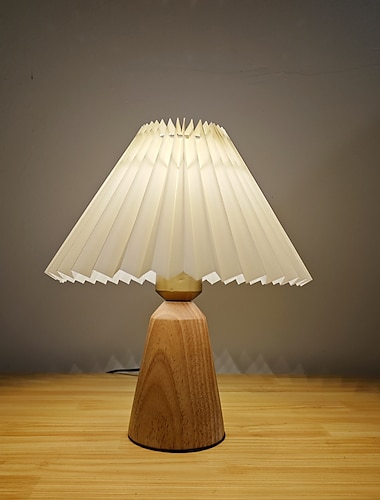  Lampă de masă plisată, bricolaj, lampă de masă din ceramică, sufragerie, decorarea casei, bandă luminoasă drăguță, lampă de birou din lemn în trei culori 110-240v