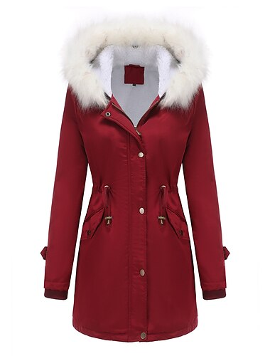  Damen Parka-Jacke Windjacke für Wanderer Fleecejacke für Wanderer Winter Draussen warm Fleece-Futter Windundurchlässig Winterjacken Sichtbarer Reißverschluß in voller Länge Angeln Camping / Wandern