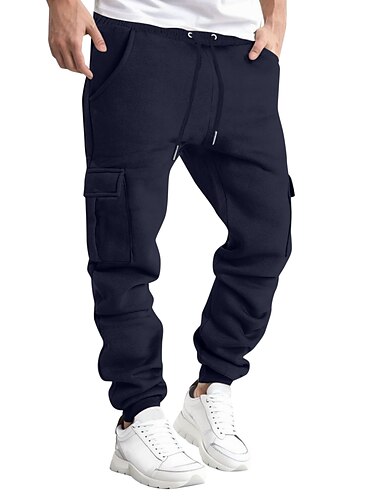  Herren Jogginghose Hose Cargo-Jogginghose Kordelzug Elastischer Bund Mehrere Taschen Einfach Komfort Atmungsaktiv Lässig Täglich Ferien Sport Mode Schwarz Weiß