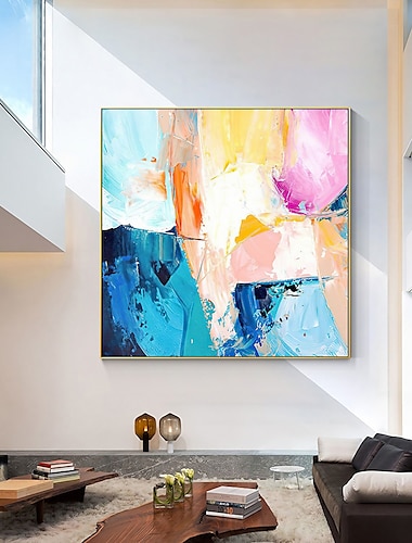  100% met de hand geschilderd getextureerd olieverfschilderij muur kleurrijke kunst handgemaakt kleurrijk schilderij groot canvas kunst mode kunst huisdecoratie decor opgerold canvas zonder frame niet