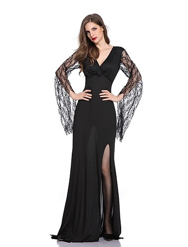  Walpurgisnacht Heks Morticia Addams Carnaval Jurken familie Addams Punk & Gothic Volwassenen Dames Feest / Uitgaan Gemakkelijk carnavalskostuum Aankleden