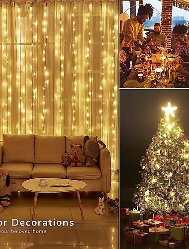 elegante Niederspannungs-Lichterkette mit 8 Funktionen für Hochzeitsempfänge und Partys – 10 m 100 LEDs, 20 m 200 LEDs, 30 m 300 LEDs – Weihnachten, Halloween, Hochzeit, Innen-/Außendekoration