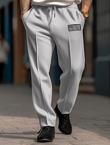  Voor heren Joggingbroeken Jogger Broek Joggingbroek met rechte pijpen Geplooide broek Trekkoord Elastische taille Recht been Nationale vlag Comfort Ademend Casual Dagelijks Feestdagen Sport Modieus