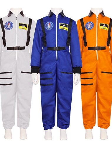  Costume de couple groupe astronaute costume cosplay combinaison orange pour le jour des rois Halloween carnaval adultes enfants unisexe