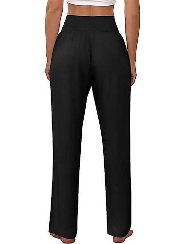  Damen Chinesisch Chino Hosen Hose Aktiv Einfach Brautkleider schlicht In voller Länge Mittlere Taillenlinie Glatt Tasche Elastische Taille Atmungsaktivität Weich Komfortabel Mikro-elastisch Yoga