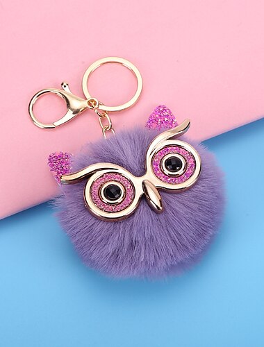  Schöne Eulen-Anhänger-Schlüsselanhänger für Mädchen, Jungen, flauschiger Pelzball, Pompon-Schlüsselanhänger, Charm-Anhänger für Frauen, Taschen-Schlüsselanhänger, Geschenk für Frauen