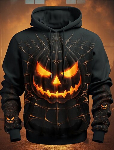  Homens Abóbora Estampas Abstratas Moletons Moletom Manga Longa moletom com capuz Com Capuz Diário Impressão 3D dia das Bruxas Feriado Para Noite impressão personalizada #1 Imprimir Primavera & Outono