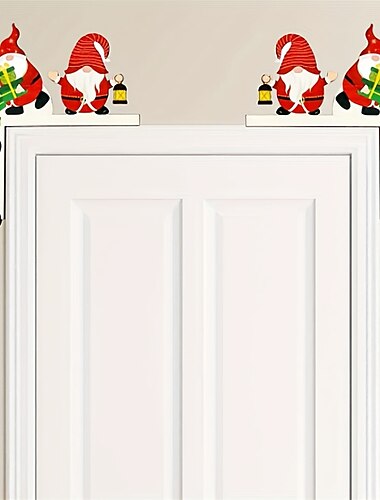  1 set di decorazioni festive in legno per albero di Natale - 4 stili per telaio e angolo della porta del tavolo - Babbo Natale e decorazioni natalizie per la casa e la stanza
