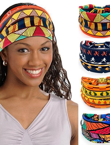  Cintas para el cabello para mujer, patrones estampados africanos, borde ancho, nudos elásticos, diademas deportivas para yoga, accesorios para el cabello para mujer