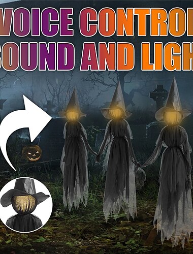  controllo vocale con suono halloween colorato gradiente strega fantasma atmosfera layout scena decorazione puntelli lampada da terra prato