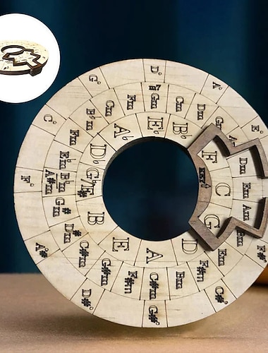  herramienta de melodía de madera, rueda circular de madera y herramienta educativa musical, rueda circular de quintas, rueda de acordes para músicos, accesorios para instrumentos musicales, para notas, acordes y armadura