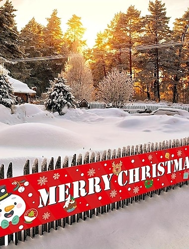  nagy boldog karácsonyt transzparens karácsonyi dekoráció hóember karácsonyfa függő hatalmas tábla ünnepi parti kellékek lakberendezés kültéri, beltéri, udvari, kerti, verandán, pázsithoz