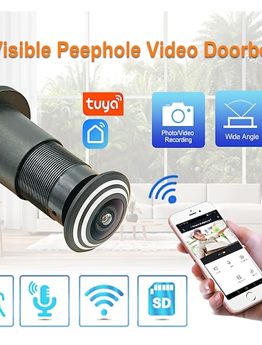  Tuya vida inteligente vídeo olho mágico wifi câmera de detecção de movimento visualizador de porta de vídeo sem fio câmera olho da porta proteção de segurança em casa
