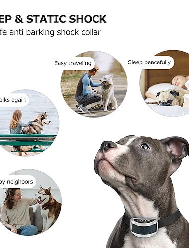  Hundetraining Anti-Bellen Halsband Schockhalsband Anti-Bark-Gerät Geräte zum Bellen des Hundes Hund Elektrisch Sonic Bark Deterrents Hunde Haustiere Wasserdicht Trainer Anti Bark Eletrisch