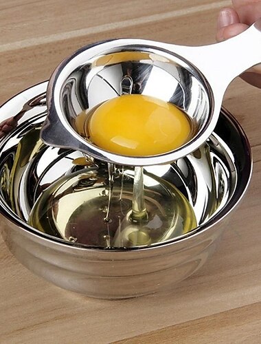  Separador de yema de huevo de acero inoxidable, separador de clara de huevo, separador de filtro de yema de huevo, filtro de yema de huevo, separador de huevo, herramienta divisora de huevo para cocinar, hornear, acampar, barbacoa