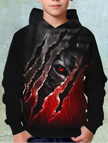  男の子 3D 動物 虎 パーカー Pullover 長袖 3Dプリント 秋 冬 ファッション ストリートファッション クール 子供 3〜12年 アウトドア カジュアル 日常 レギュラー