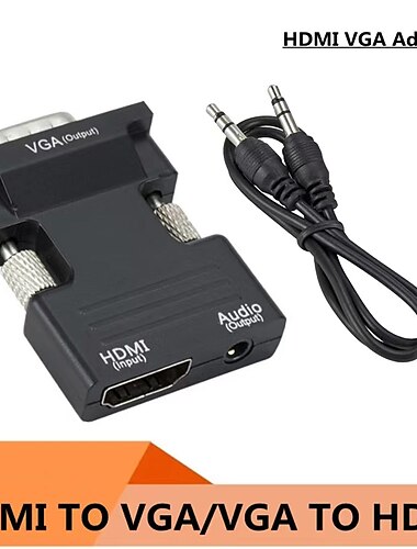  Конвертер адаптера HDMI-VGA с аудиовходом 3,5 мм, конвертер HDMI-папа-мама 1080p для ноутбука, ПК, монитора, проектора, HDTV, Chromebook, Xbox