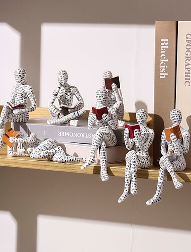  vrouw die papier leest beeldje pulpvormbeeldje innovatieve leesornamenten ornament boekenplankdecoratie