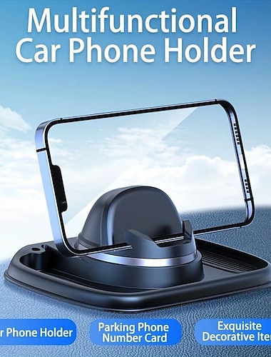  מחזיק לטלפון רכב רב תכליתי, מחזיק לטלפון נייד ללוח המחוונים מסתובב 360 מעלות, מחזיק נגד החלקה לניווט ברכב, מתאים למחצלת נגד החלקה של לוח המחוונים לרכב מתאים לכל הטלפונים