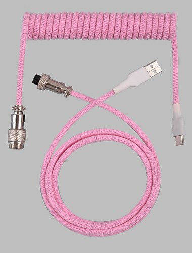  USB-A-zu-Typ-C-Tastaturkabel, gewebtes Material, handgefertigt, gewickelter 5-poliger Pilotenstecker, maßgeschneiderte, einärmelige mechanische Haustiertastatur, gewickeltes