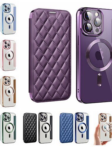  Funda para iPhone 16e Apple AirTag iPhone 16 iPhone 15 Pro Max Plus 14 13 12 11 Funda de Cartera con Magsafe Slot Transparente Retro TPU PU Cuero