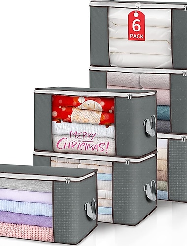  Ongeweven Bewaarzakken Rechthoekig verdragend / Nieuw ontwerp Huis Organisatie opslagruimte 6 stuks