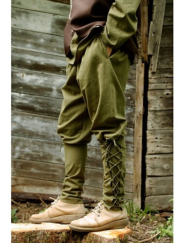  Punk & Gothique Médiéval Steampunk Pantalons de pirate Ren Faire Pirate Viking Croisé Homme Pirate Fantaisie Halloween Mascarade Décontracté Quotidien LARP Foire de la Renaissance Adulte Pantalon