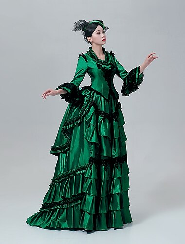  askepott vintage prinsesse kjole fra kolonitiden rokokko viktoriansk vintage cosplay performance party halloween 3/4-ermet maxi halloween