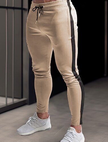  Herre Joggebukser Joggere Jogger Bukser Glidelås Snorer Elastisk midje Fargeblokk Komfort Pustende Avslappet Daglig Ferie Sport Mote Svart Navyblå