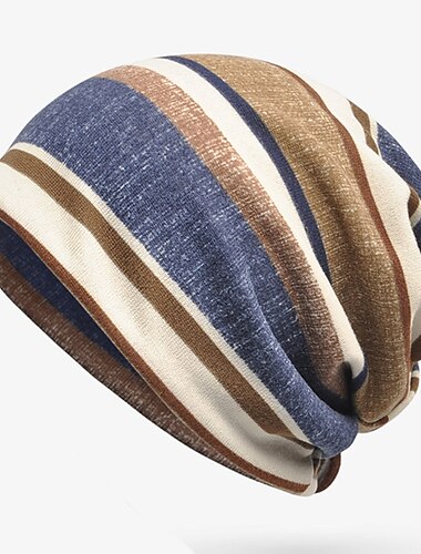  Unisexo Sombrero de Beanie Gorro de punto Amarillo Azul Piscina Poliéster Estampado Viaje Exterior Vacaciones A Rayas Resistente al Viento Templado